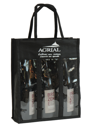 Sales of Non-woven bag with 3 bottles window